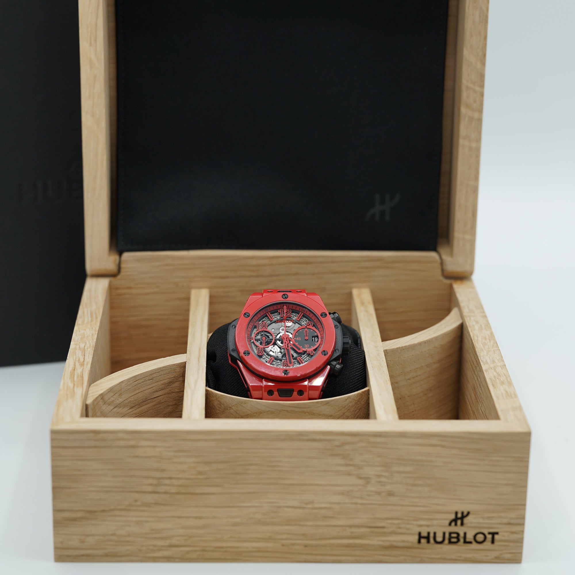 HUBLOT Big Bang Unico Red Magic 42 mm Transparent Dial Polished Red Ceramic Rubber Strap 441.CF.8513.RX - WATCHXNYC