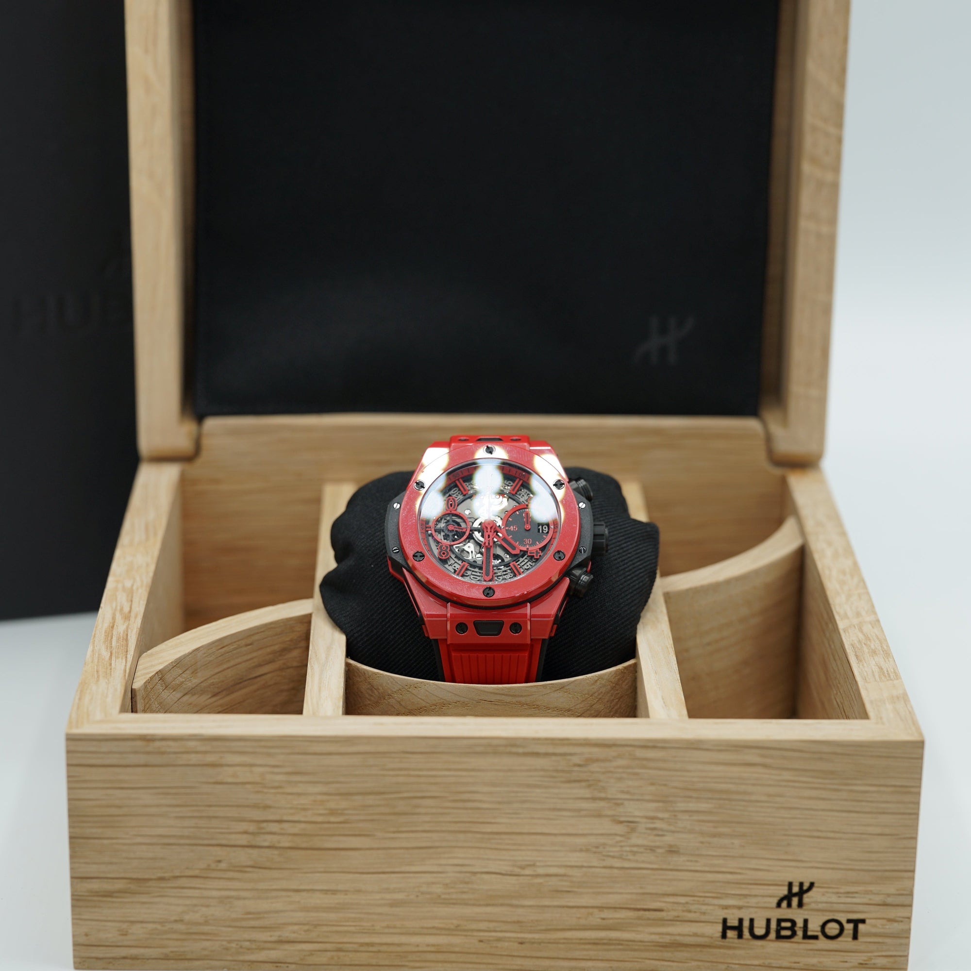HUBLOT Big Bang Unico Red Magic 42 mm Transparent Dial Polished Red Ceramic Rubber Strap 441.CF.8513.RX - WATCHXNYC