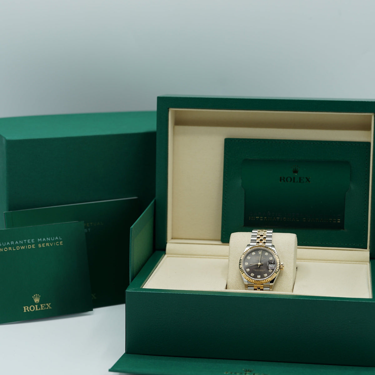 Rolex Datejust 31mm Dark Grey Set With Diamonds Dial Oystersteel and 18k Yellow Gold Jubilee Bracelet 278273-0022 - WATCHXNYC