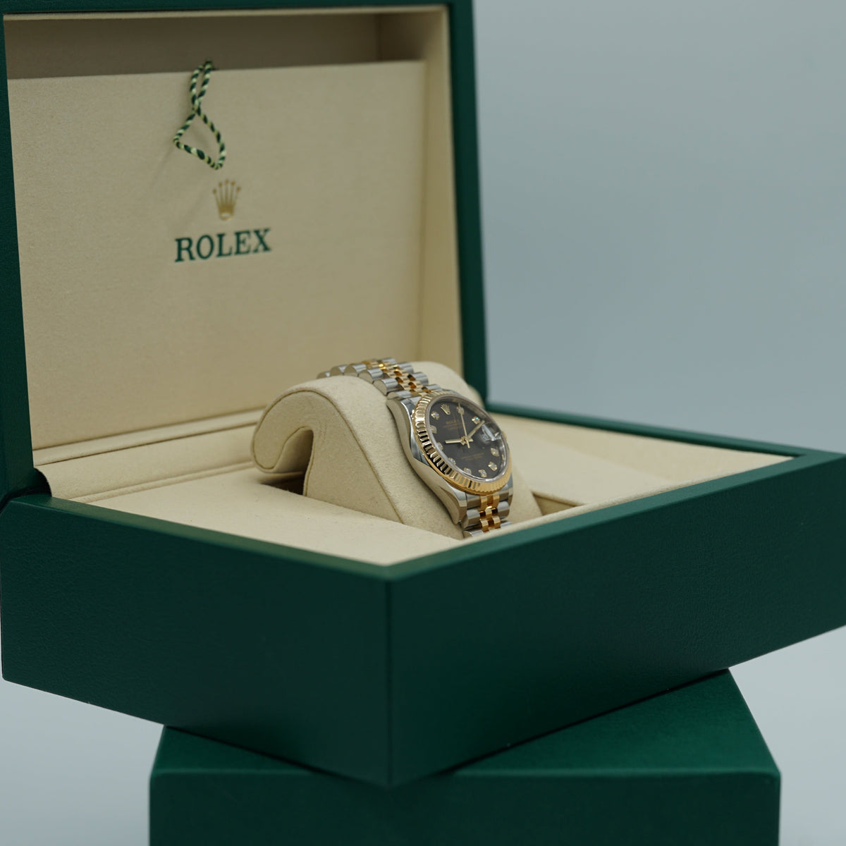 Rolex Datejust 31mm Dark Grey Set With Diamonds Dial Oystersteel and 18k Yellow Gold Jubilee Bracelet 278273-0022 - WATCHXNYC