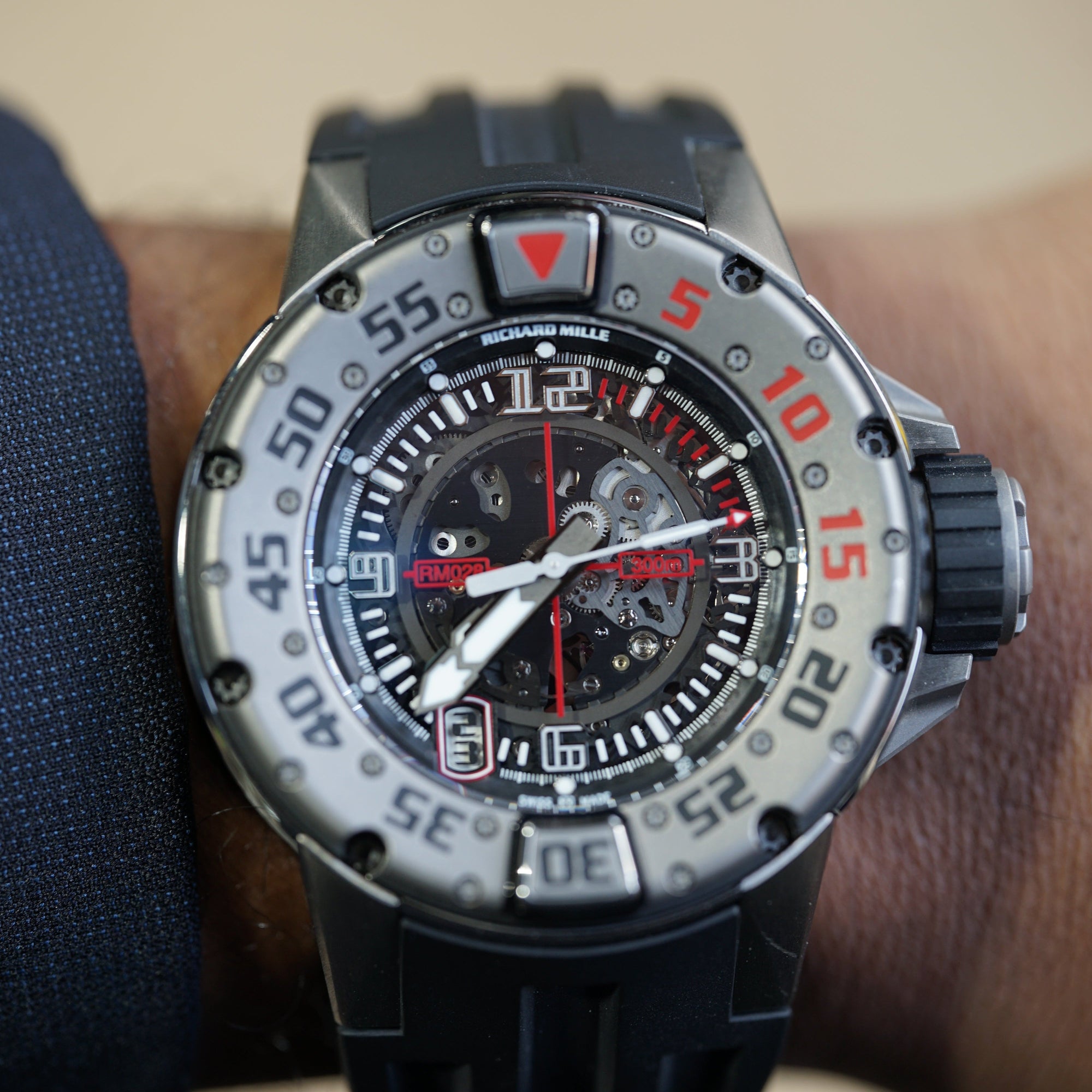 Richard Mille RM028 Diver 47mm Transparent Dial Titanium Rubber Strap RM 028 - WATCHXNYC