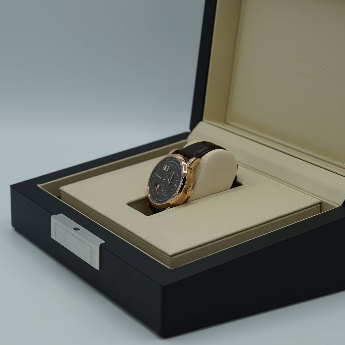A. Lange & Sohne LANGE 1 PERPETUAL CALENDAR 41.9 mm Grey Dial 18K Pink Gold   Leather Strap 345.033 E / LSLS3454AG - WATCHXNYC