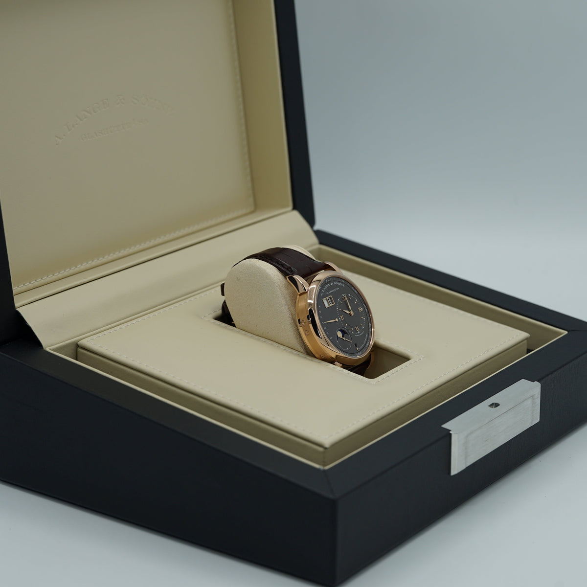 A. Lange & Sohne LANGE 1 PERPETUAL CALENDAR 41.9 mm Grey Dial 18K Pink Gold   Leather Strap 345.033 E / LSLS3454AG - WATCHXNYC