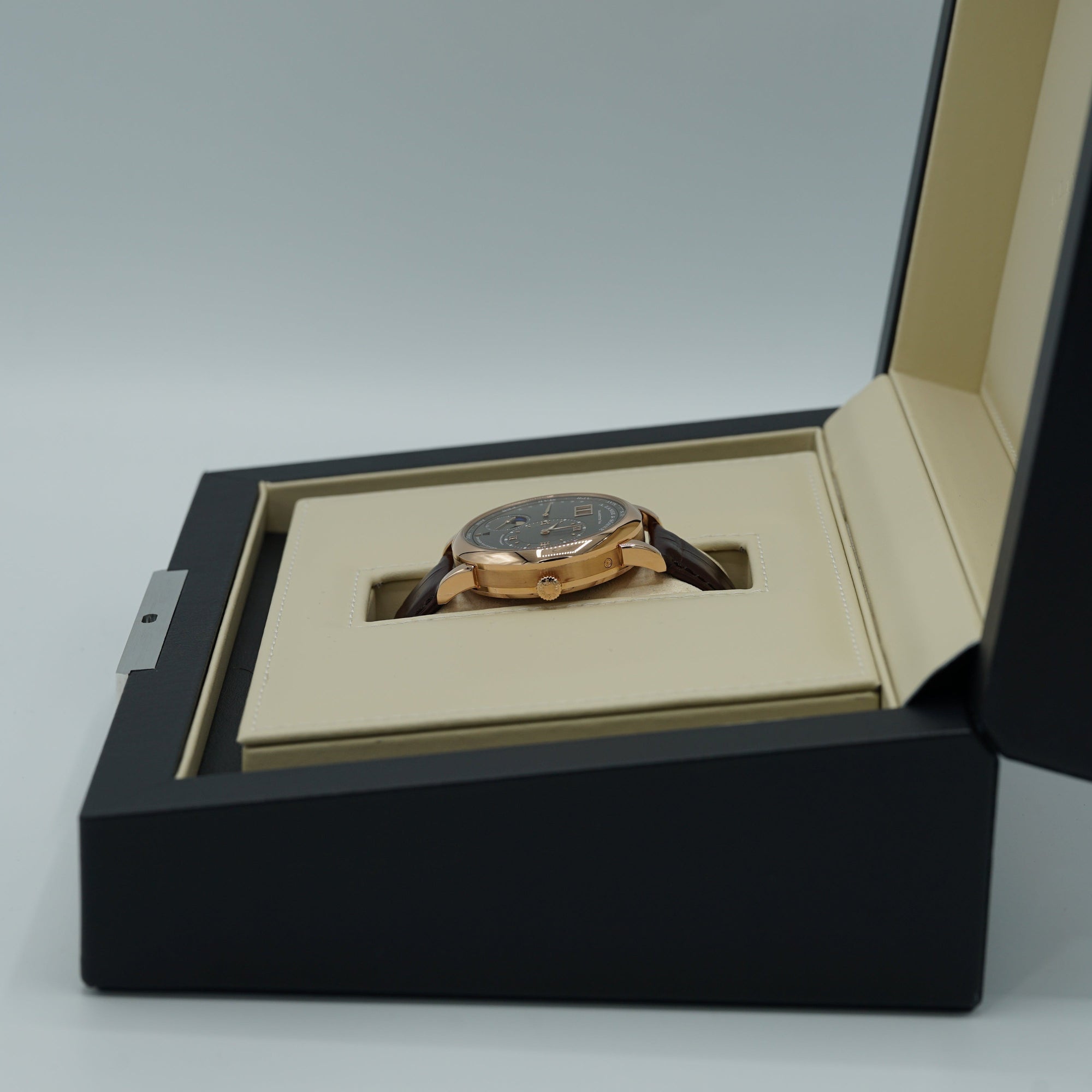 A. Lange & Sohne LANGE 1 PERPETUAL CALENDAR 41.9 mm Grey Dial 18K Pink Gold   Leather Strap 345.033 E / LSLS3454AG - WATCHXNYC