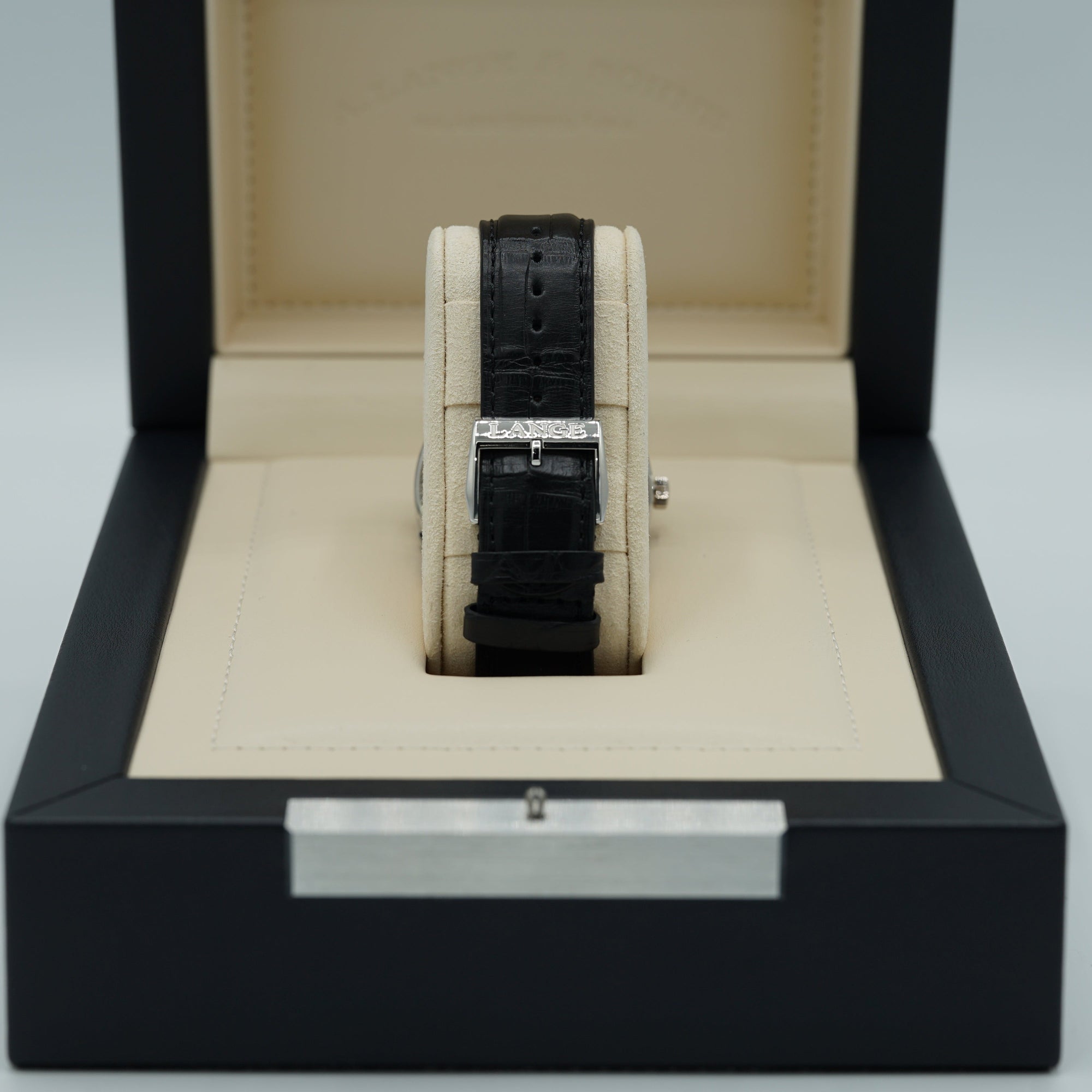 A. Lange & Sohne GRAND LANGE 1 MOON PHASE 41 mm Silver Dial Platinum   Leather Strap 139.025 / LSLS1392AA - WATCHXNYC