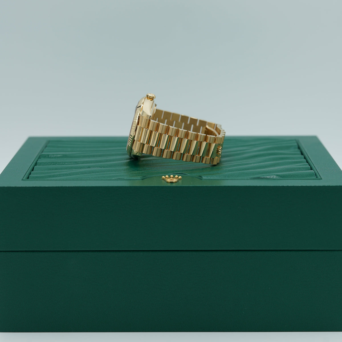 Rolex Day-Date 40 mm Green Ombré Dial 18k Yellow Gold President Bracelet 228238-0069 - WATCHXNYC