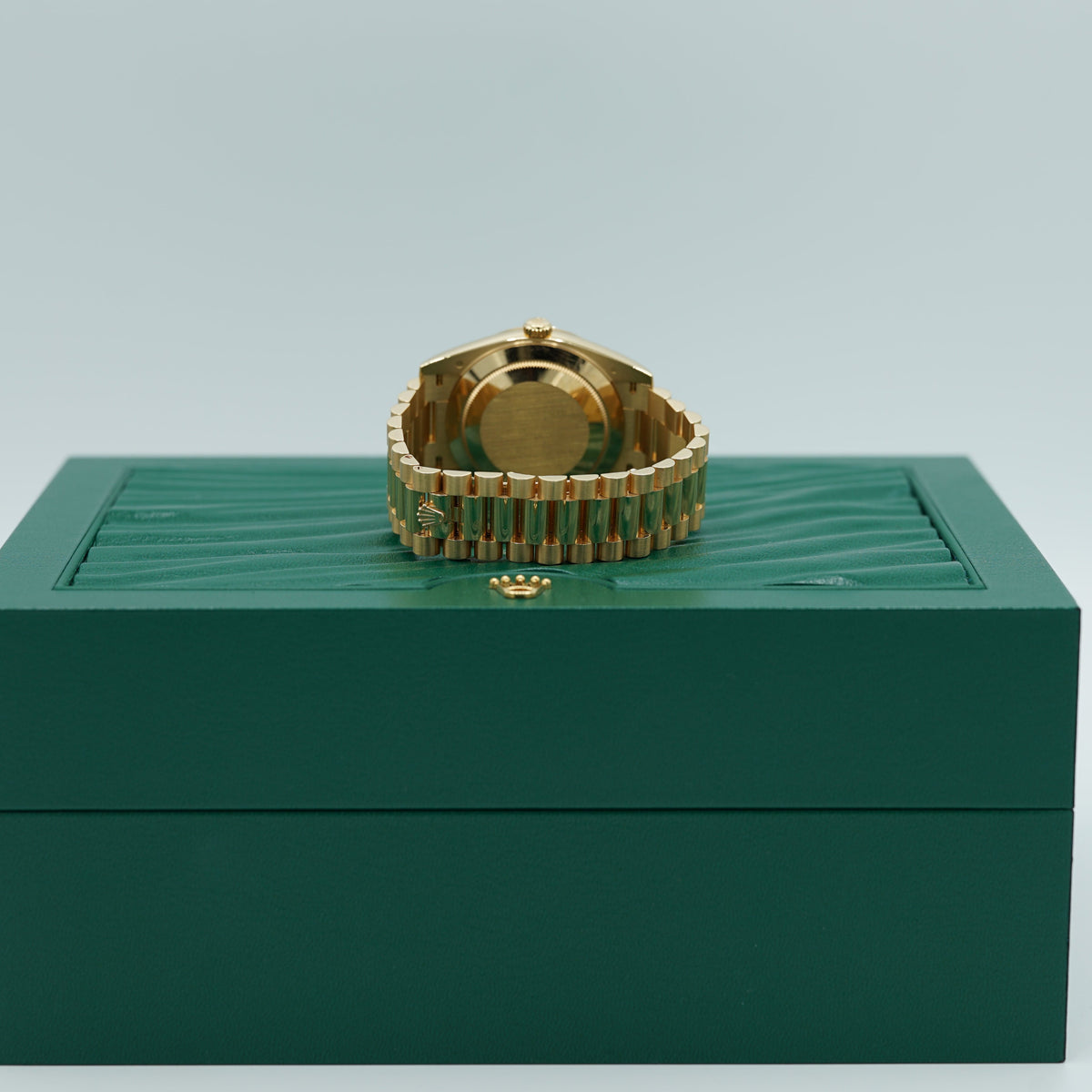 Rolex Day-Date 40 mm Green Ombré Dial 18k Yellow Gold President Bracelet 228238-0069 - WATCHXNYC