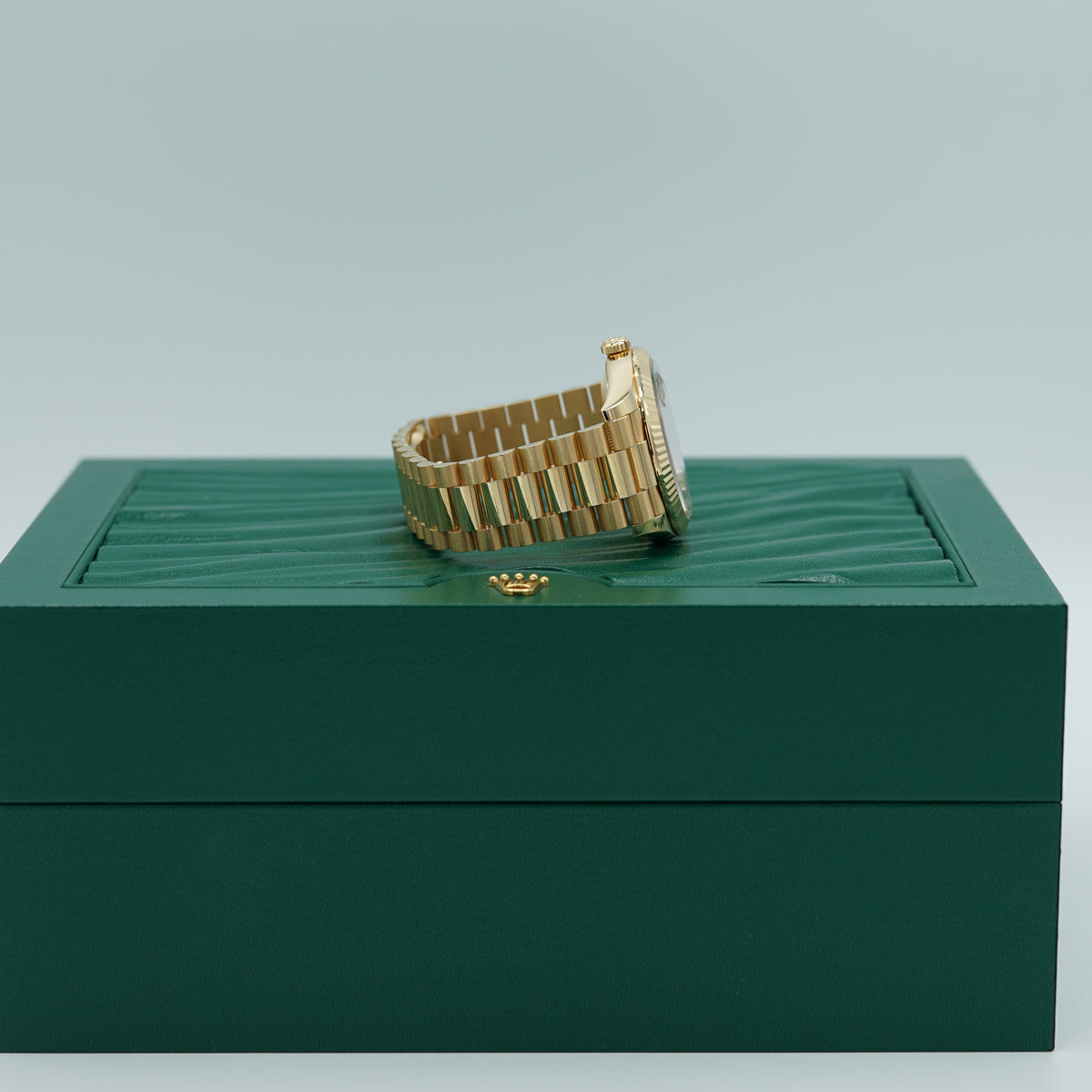 Rolex Day-Date 40 mm Green Ombré Dial 18k Yellow Gold President Bracelet 228238-0069 - WATCHXNYC