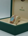 Rolex Day-Date 36 mm Turquoise Set With Diamonds Dial 18 kt Everose Gold President Bracelet 128345rbr-0064 - WATCHXNYC