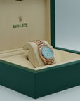 Rolex Day-Date 36 mm Turquoise Set With Diamonds Dial 18 kt Everose Gold President Bracelet 128345rbr-0064 - WATCHXNYC