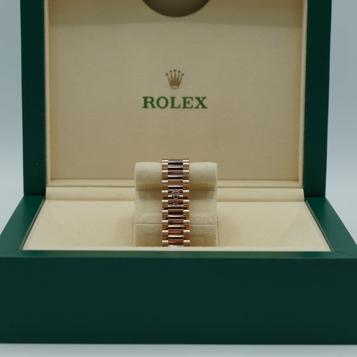 Rolex Day-Date 36 mm Turquoise Set With Diamonds Dial 18 kt Everose Gold President Bracelet 128345rbr-0064 - WATCHXNYC