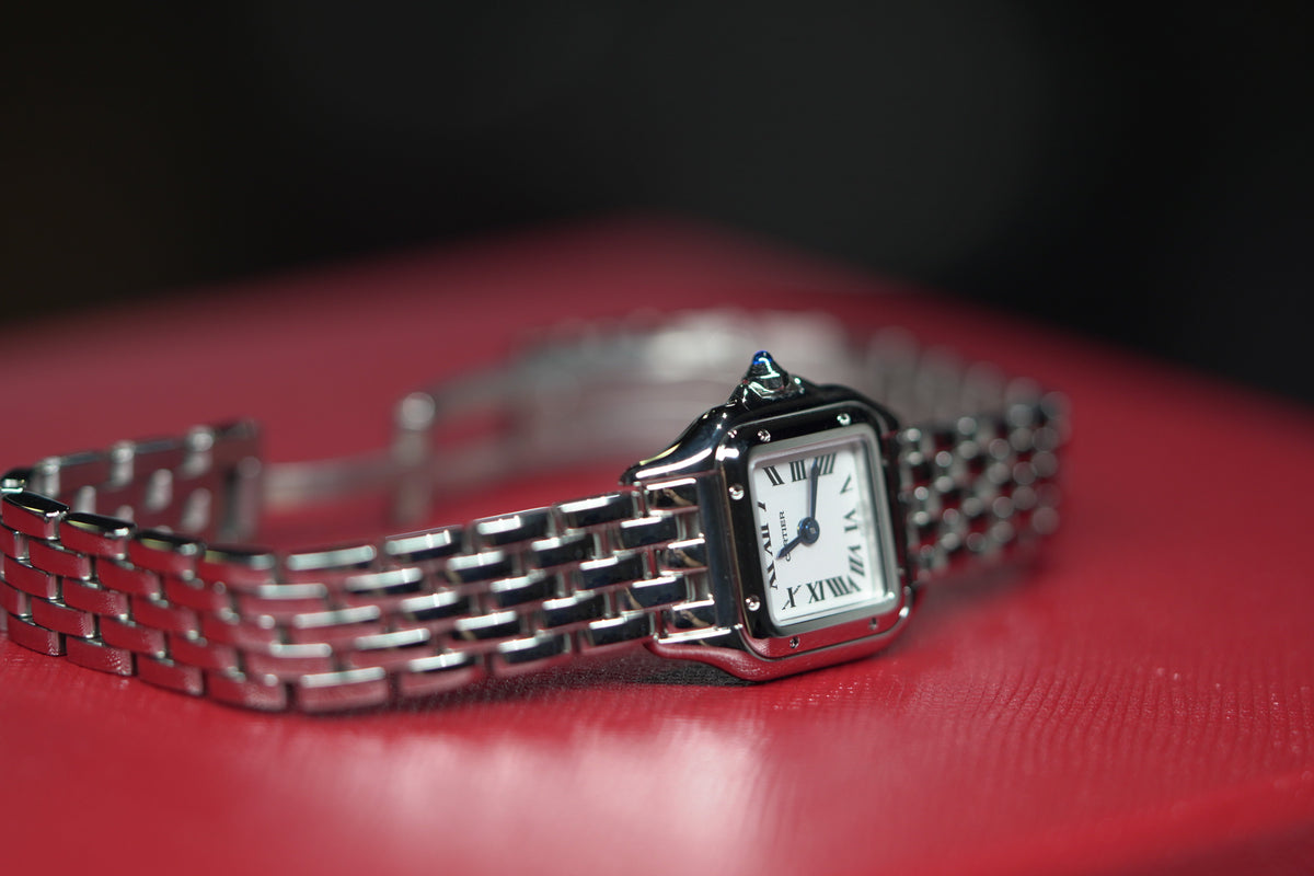 Cartier Panthère Mini 25 mm x 19 mm Silver Dial Steel Bracelet WSPN0012 - WATCHXNYC