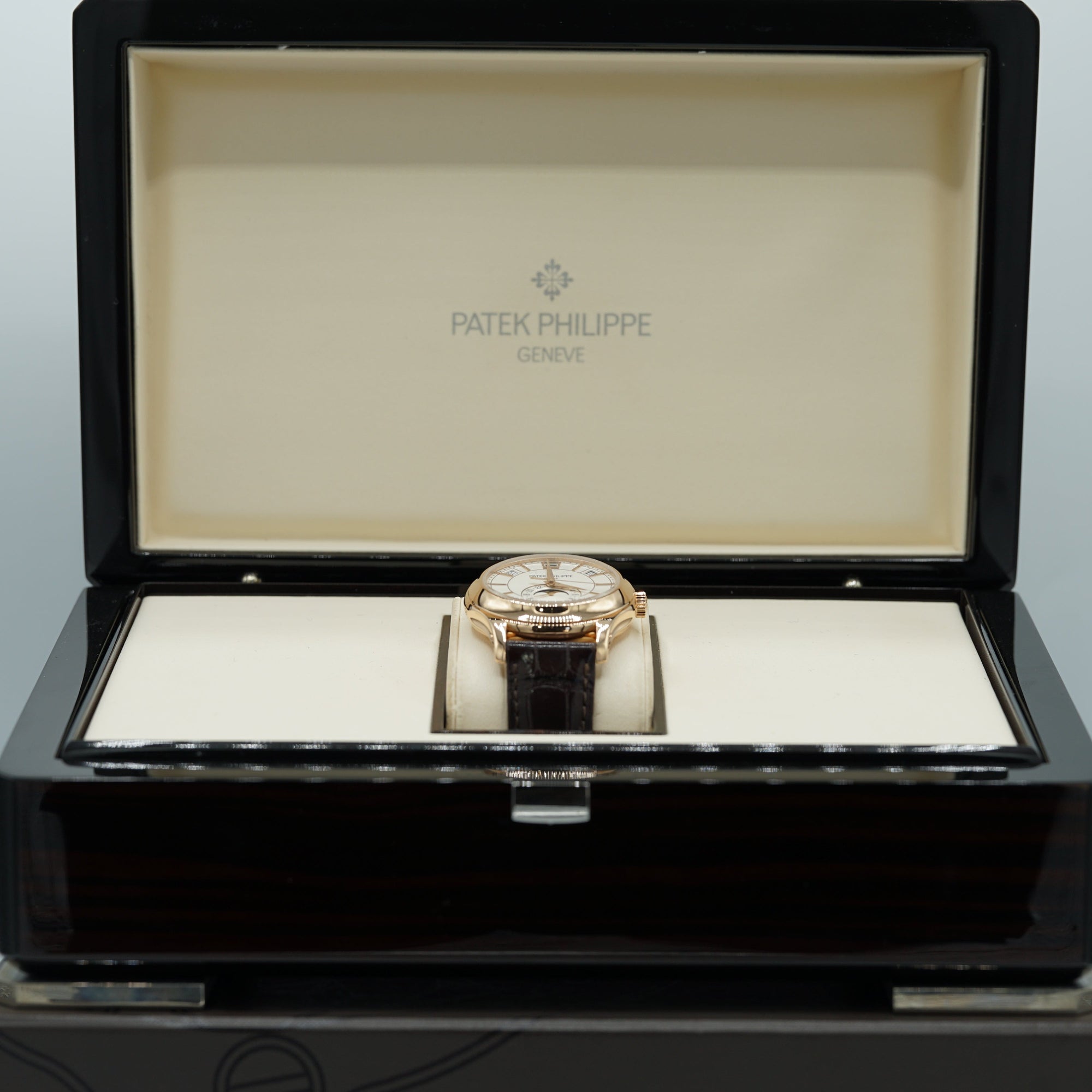 Patek Philippe 5205R-001 Annual Calendar Complications 40mm Opaline White Dial Rose Gold - WATCHXNYC