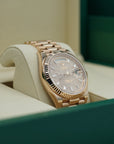 Rolex Oyster 40 mm Diamond-Paved Dial 18 kt Everose Gold President, Semi-Circular Three-Piece Links 228235-0036 - WATCHXNYC