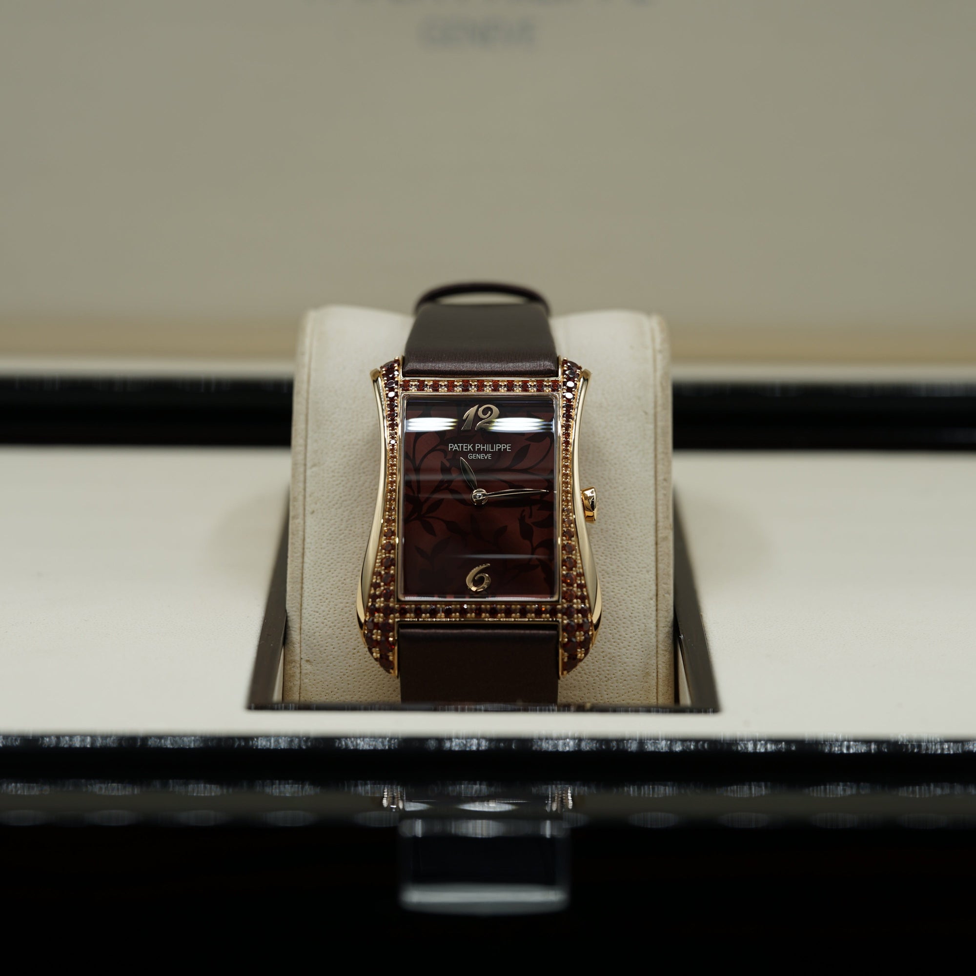 Patek Philippe Gondolo Serata Brown Flora Motif Dial Rose Gold Case   Brown Strap 40.85mm 4962-200R-001 - WATCHXNYC