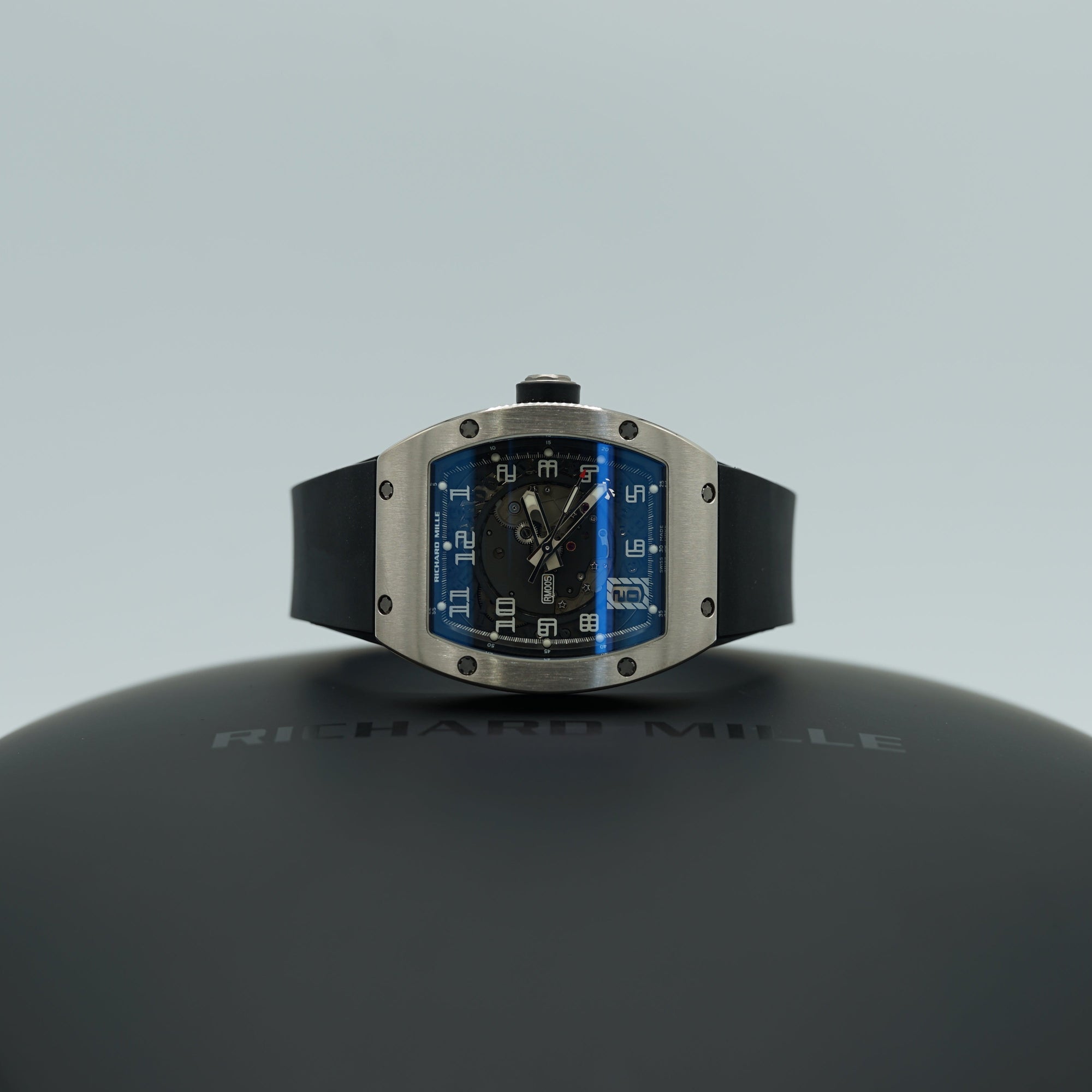 Richard Mille RM005 White Gold 38 mm x 45 mm Transparent Dial White Gold Rubber Strap - WATCHXNYC