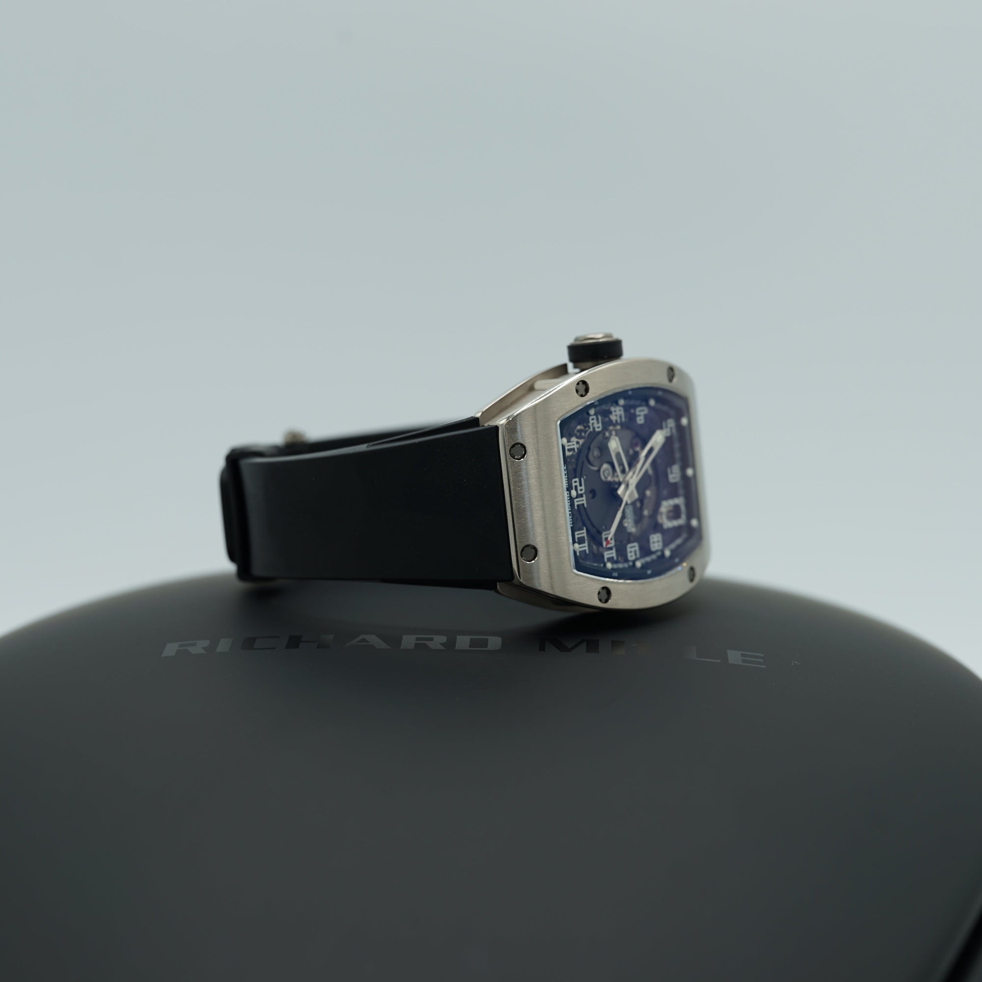 Richard Mille RM005 White Gold 38 mm x 45 mm Transparent Dial White Gold Rubber Strap - WATCHXNYC