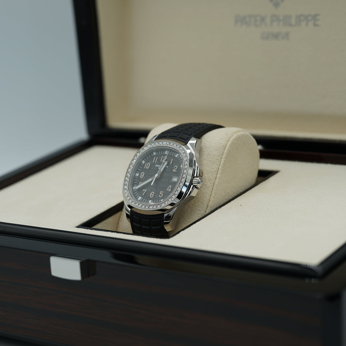 Patek Philippe Aquanaut Luce Black Dial Steel &amp; Diamond Case/Rubber Strap 38.8mm 5267/200A - WATCHXNYC