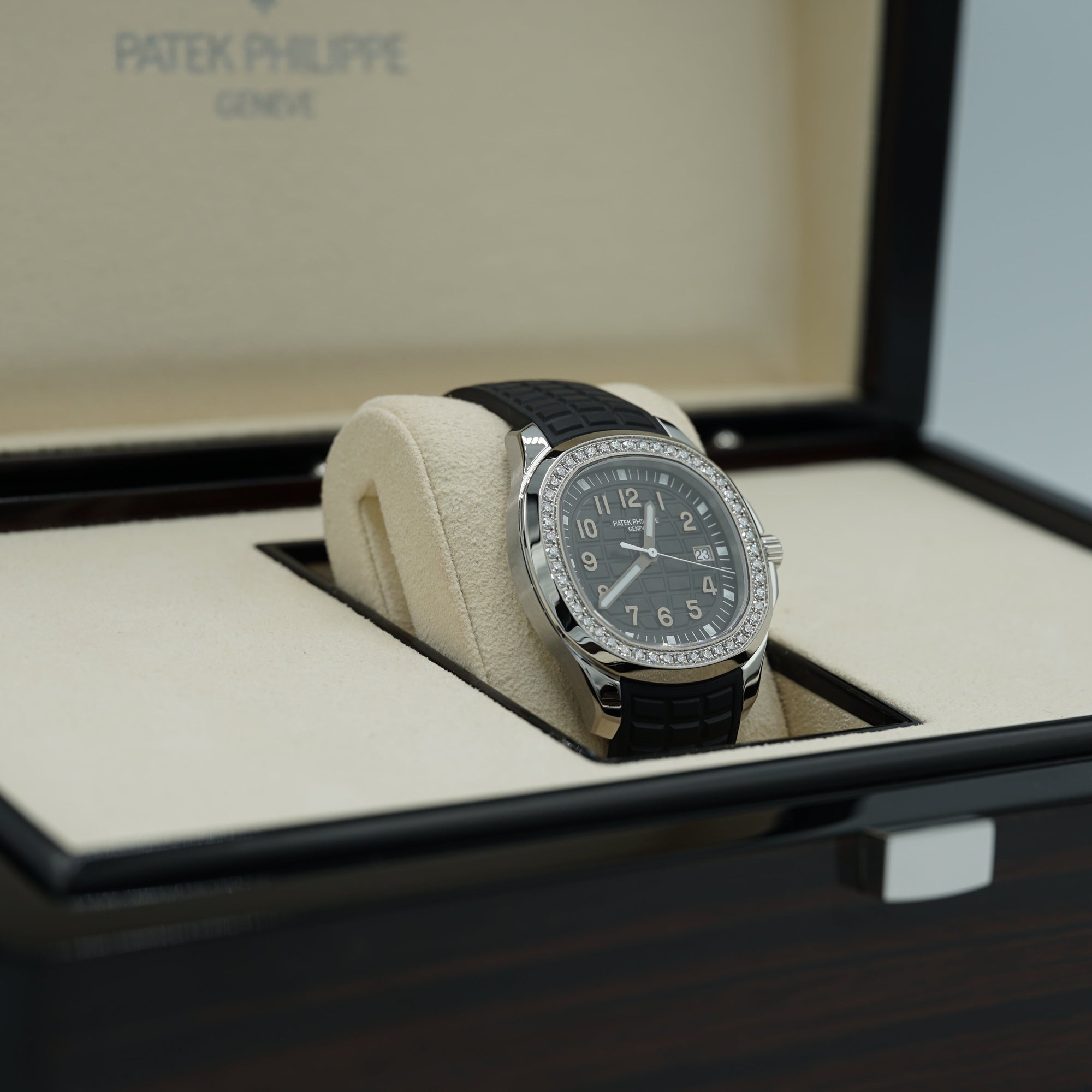 Patek Philippe Aquanaut Luce Black Dial Steel &amp; Diamond Case/Rubber Strap 38.8mm 5267/200A - WATCHXNYC