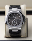 Patek Philippe Nautilus 40.5 mm Black Dial Stainless Steel   Leather Strap 5726A-001 - WATCHXNYC