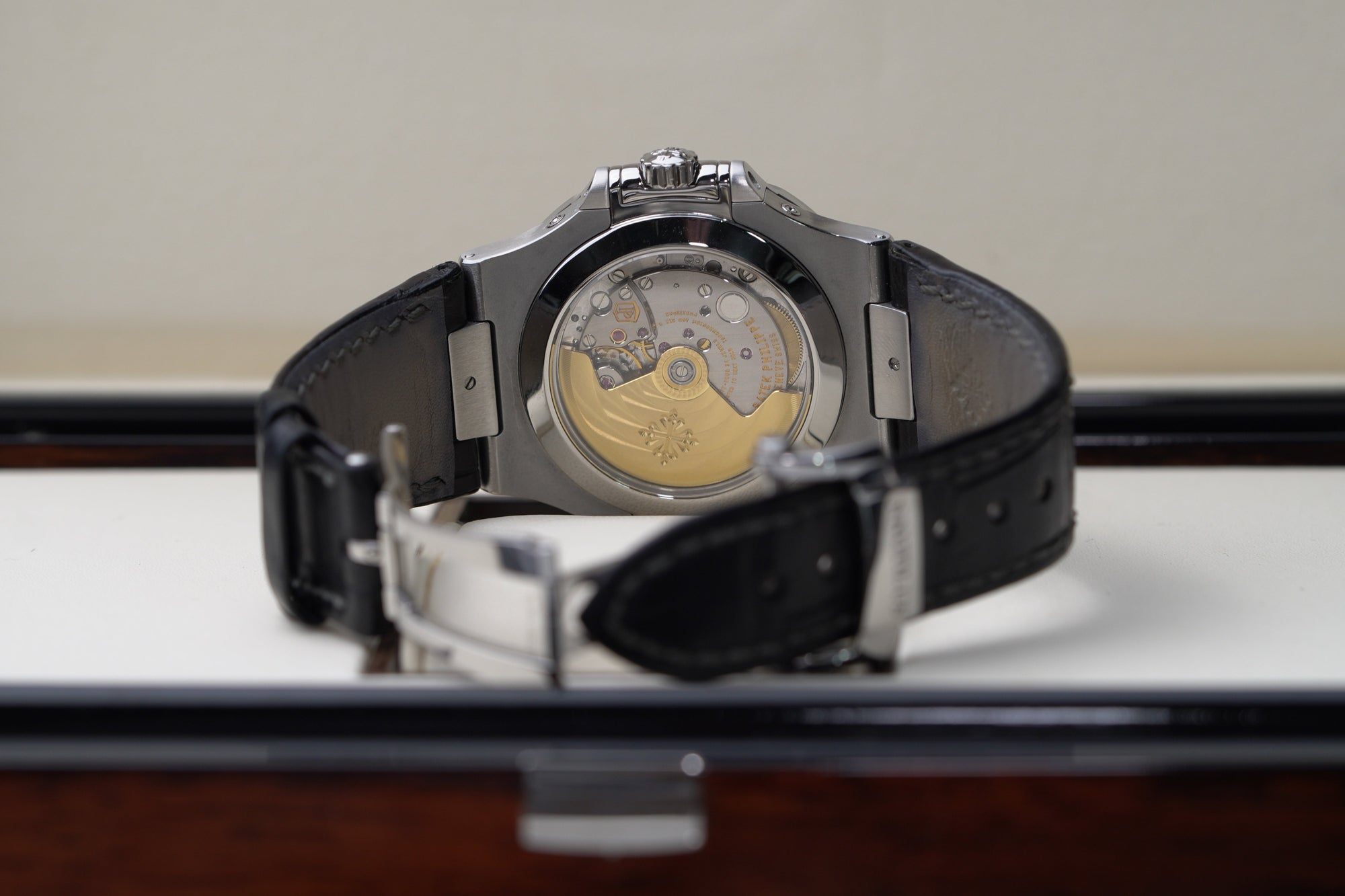 Patek Philippe Nautilus 40.5 mm Black Dial Stainless Steel   Leather Strap 5726A-001 - WATCHXNYC