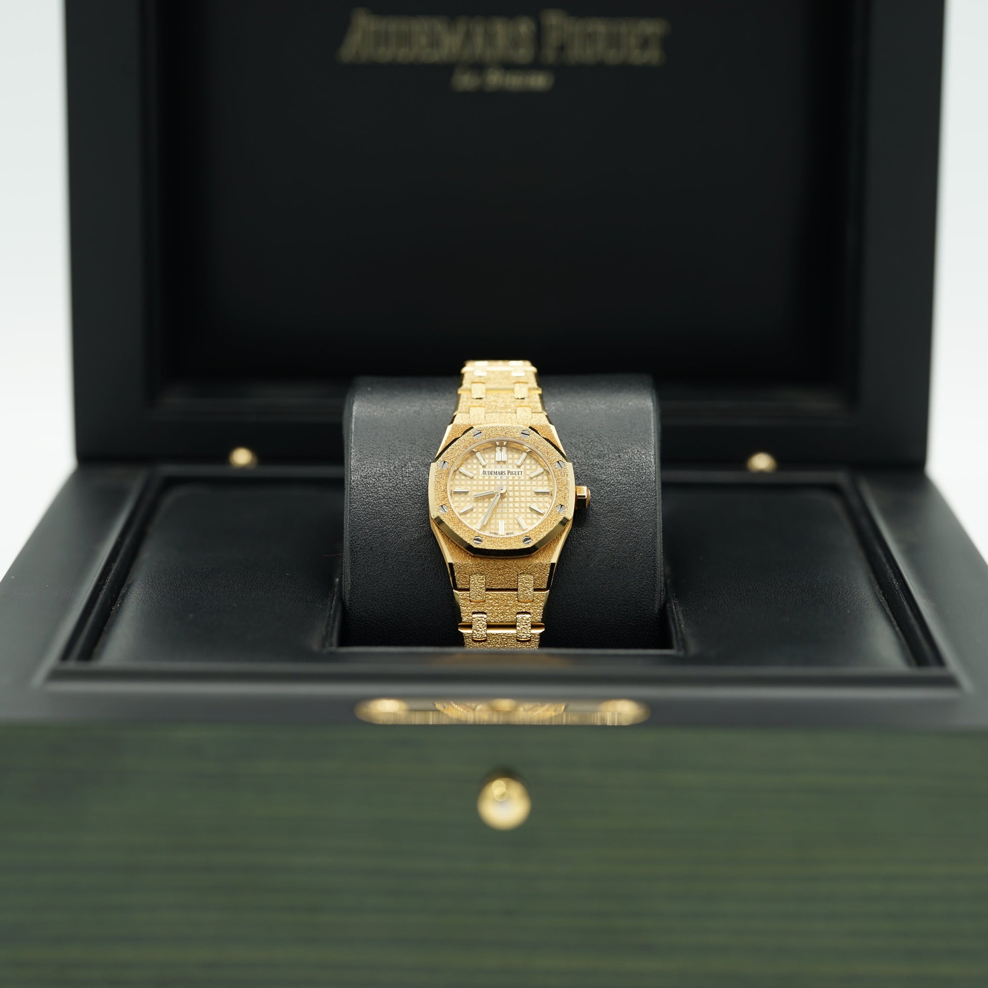 Audemars Piguet Royal Oak Mini Frosted Gold Quartz 23 mm Yellow Dial 18-Carat Yellow Gold Bracelet 67630BA.GG.1312BA.01 - WATCHXNYC