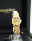 Audemars Piguet Royal Oak Mini Frosted Gold Quartz 23 mm Yellow Dial 18-Carat Yellow Gold Bracelet 67630BA.GG.1312BA.01 - WATCHXNYC