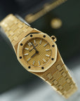 Audemars Piguet Royal Oak Mini Frosted Gold Quartz 23 mm Yellow Dial 18-Carat Yellow Gold Bracelet 67630BA.GG.1312BA.01 - WATCHXNYC