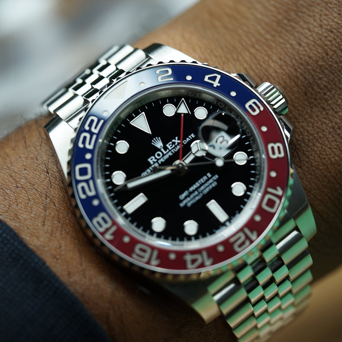 Rolex GMT-Master II Pepsi 40 mm Black Dial Oystersteel Jubilee Bracelet 126710blro-0001 - WATCHXNYC