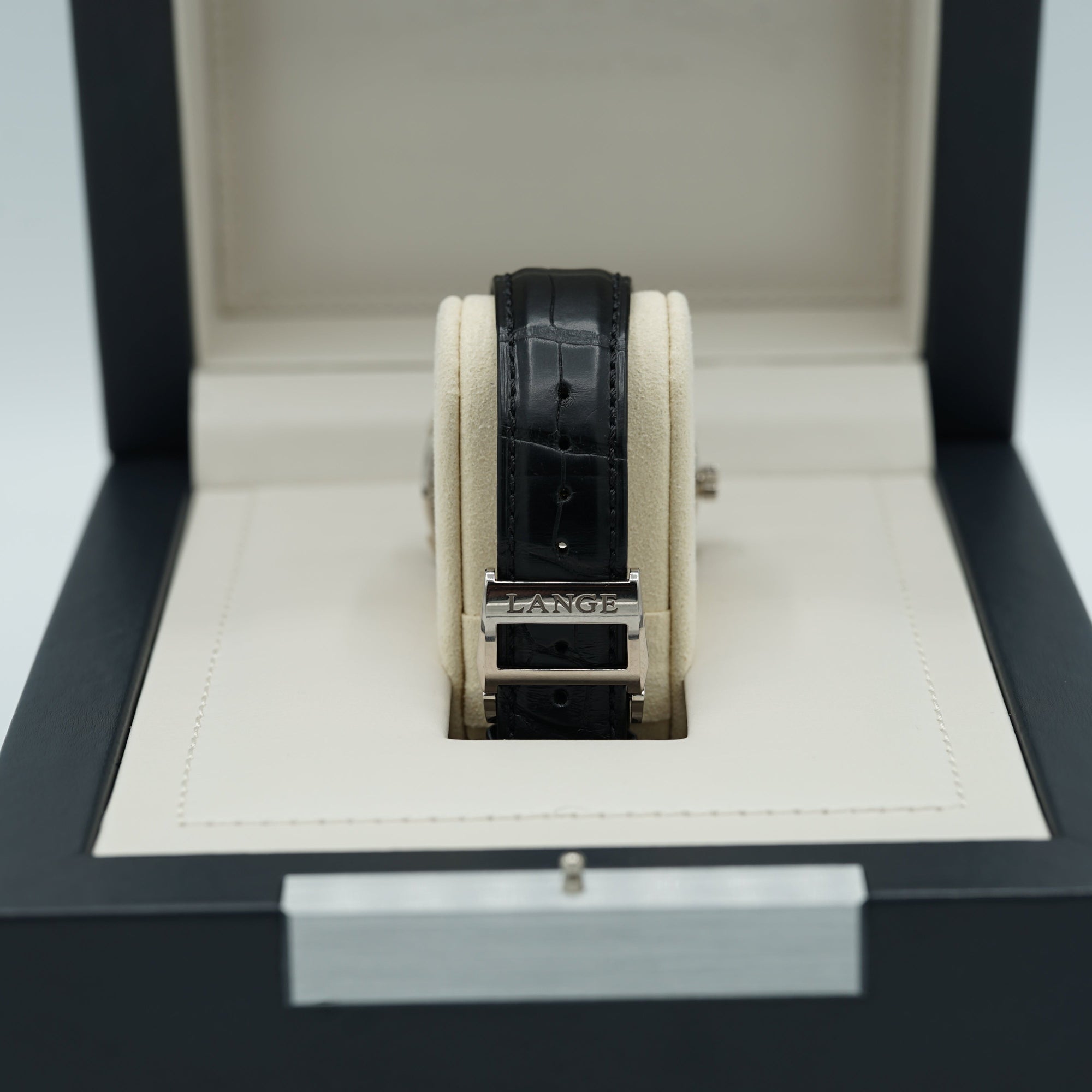 A. Lange & Sohne LANGE 1 TIME ZONE 41.9 mm Black Dial 18K White Gold   Leather Strap 136.029 / LSLS1363AG - WATCHXNYC