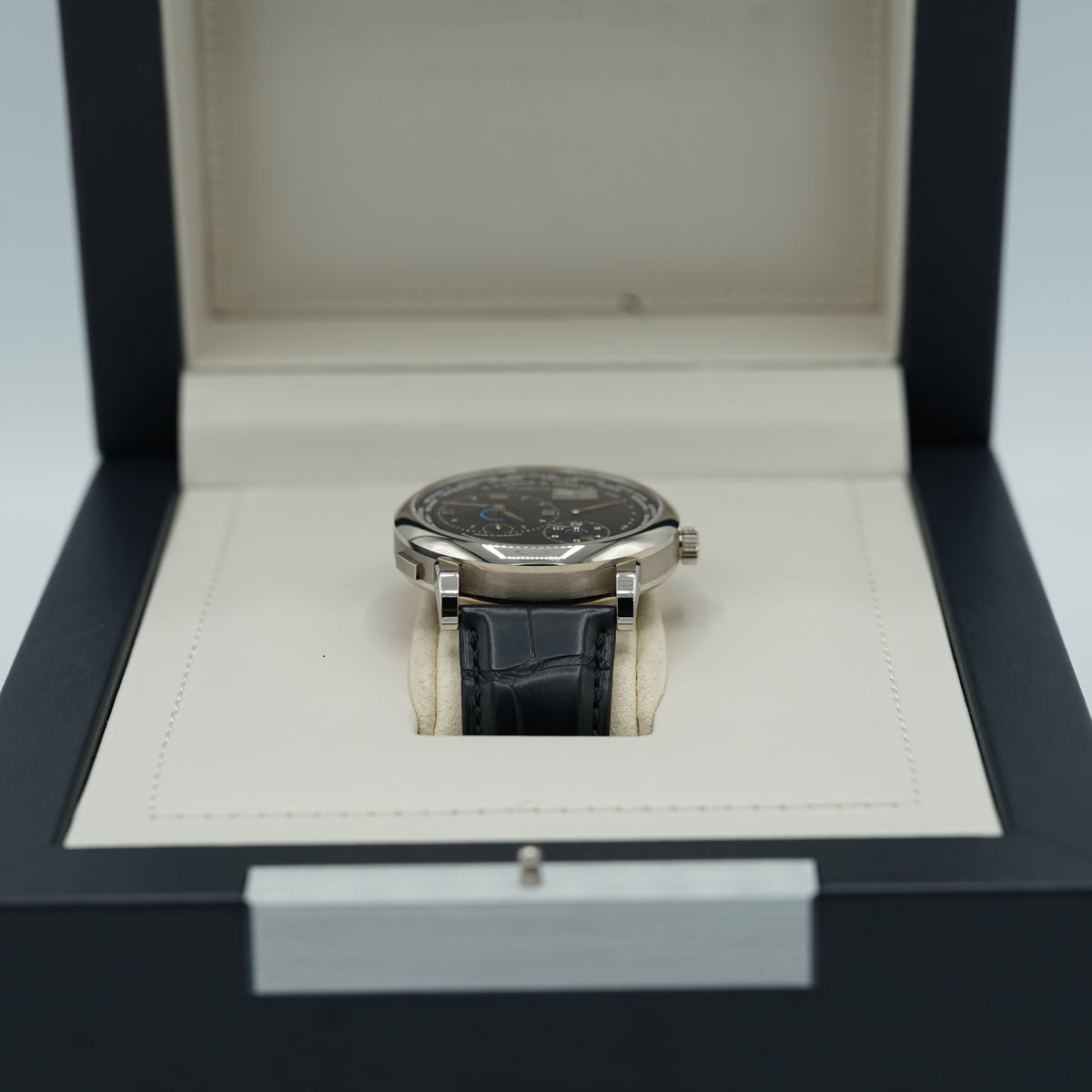 A. Lange & Sohne LANGE 1 TIME ZONE 41.9 mm Black Dial 18K White Gold   Leather Strap 136.029 / LSLS1363AG - WATCHXNYC