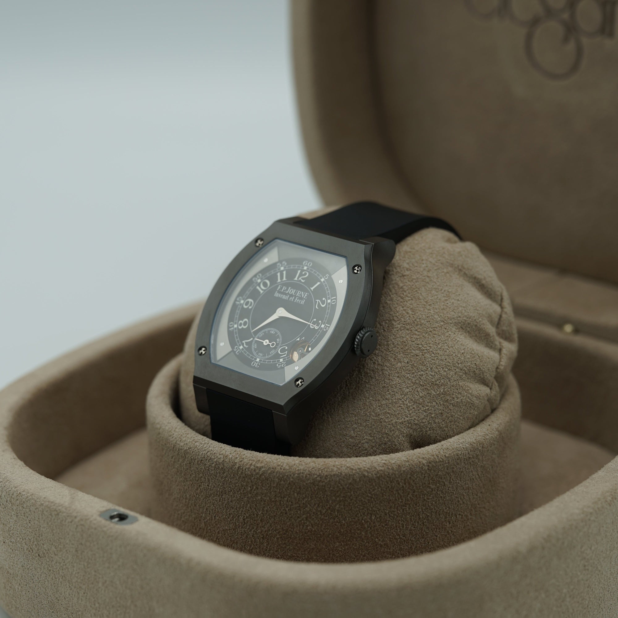 F.P.Journe élégante 48 Titalyt  Black Dial Titanium Rubber Strap - WATCHXNYC