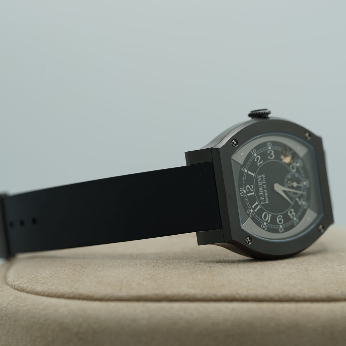 F.P.Journe élégante 48 Titalyt  Black Dial Titanium Rubber Strap - WATCHXNYC