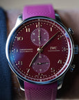 IWC Schaffhausen Portugieser Chronograph Year of the Dragon 41 mm Red Dial Stainless Steel Black Strap IW371629 - WATCHXNYC