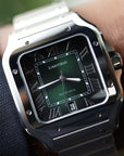 Cartier Santos Large 47.5 mm x 39.8 mm Green Dial Steel Bracelet WSSA0062 - WATCHXNYC