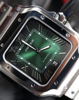 Cartier Santos Large 47.5 mm x 39.8 mm Green Dial Steel Bracelet WSSA0062 - WATCHXNYC