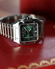Cartier Santos Large 47.5 mm x 39.8 mm Green Dial Steel Bracelet WSSA0062 - WATCHXNYC