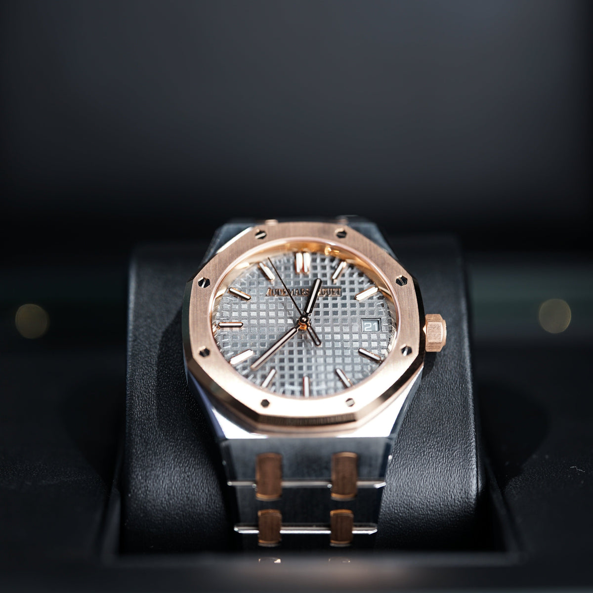 Audemars Piguet Royal Oak Selfwinding 34 mm Grey Dial Stainless Steel with 18k Pink Gold Bracelet 77450SR.OO.1361SR.03 - WATCHXNYC