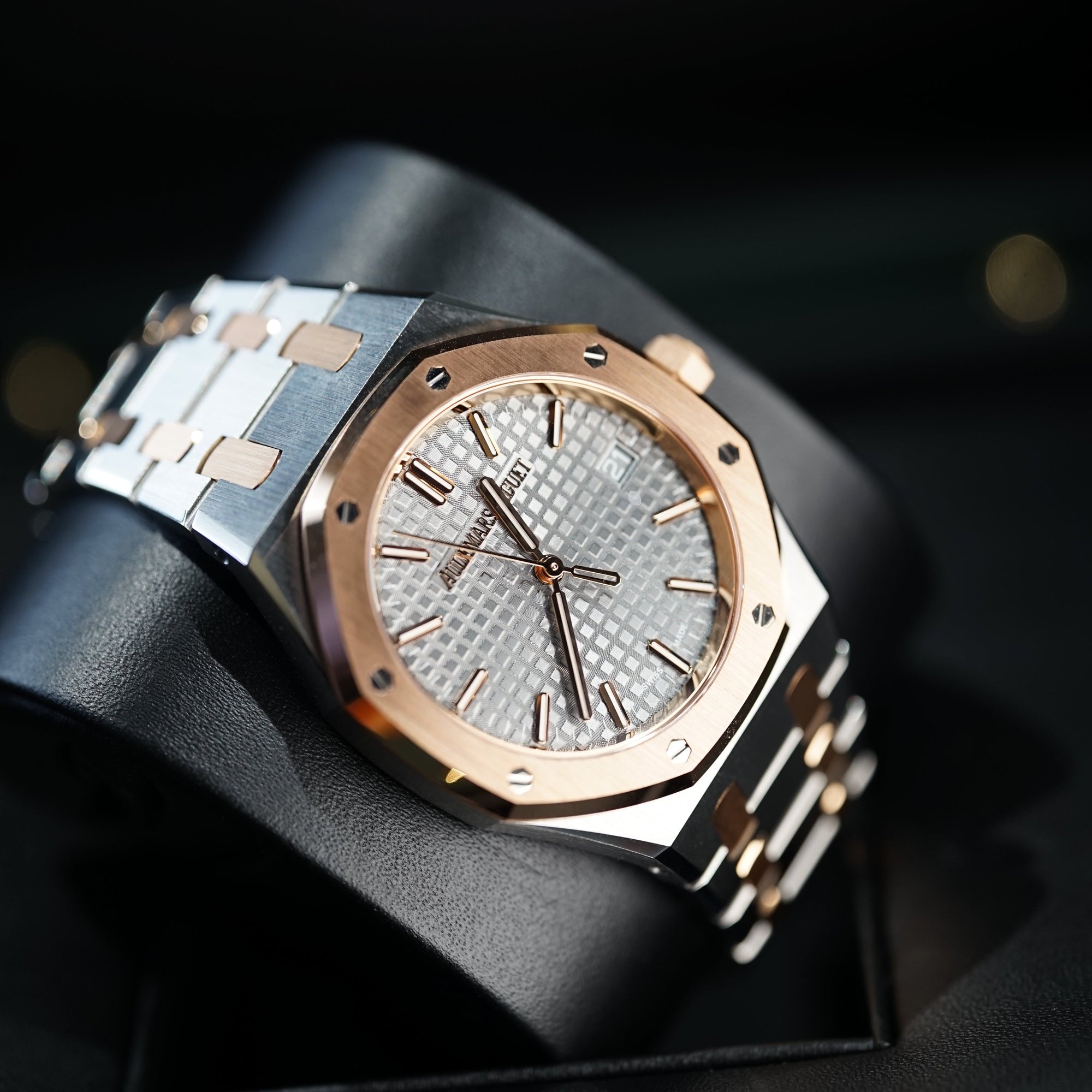 Audemars Piguet Royal Oak Selfwinding 34 mm Grey Dial Stainless Steel with 18k Pink Gold Bracelet 77450SR.OO.1361SR.03 - WATCHXNYC