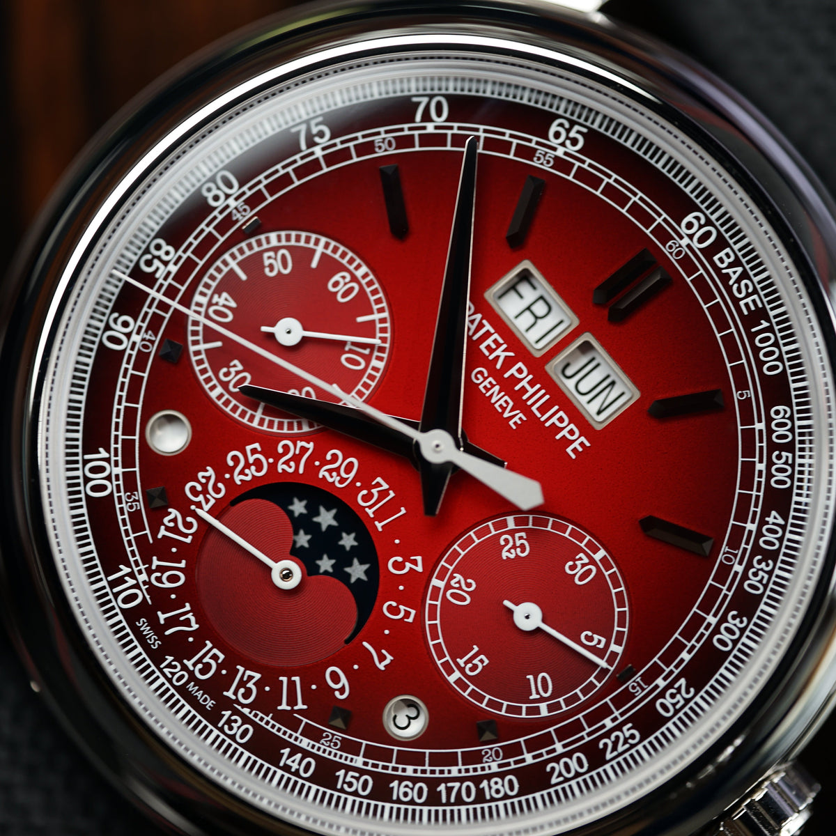 Patek Phillippe Grand Complications Chronograph 41mm Red Dial Platinum Fabric Strap 5270P-017 - WATCHXNYC