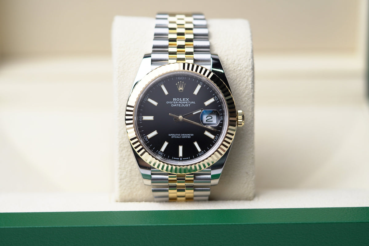 Rolex Datejust 41 41 mm Bright Black Dial Oystersteel and 18k Yellow Gold Jubilee Bracelet 126333-0014 - WATCHXNYC