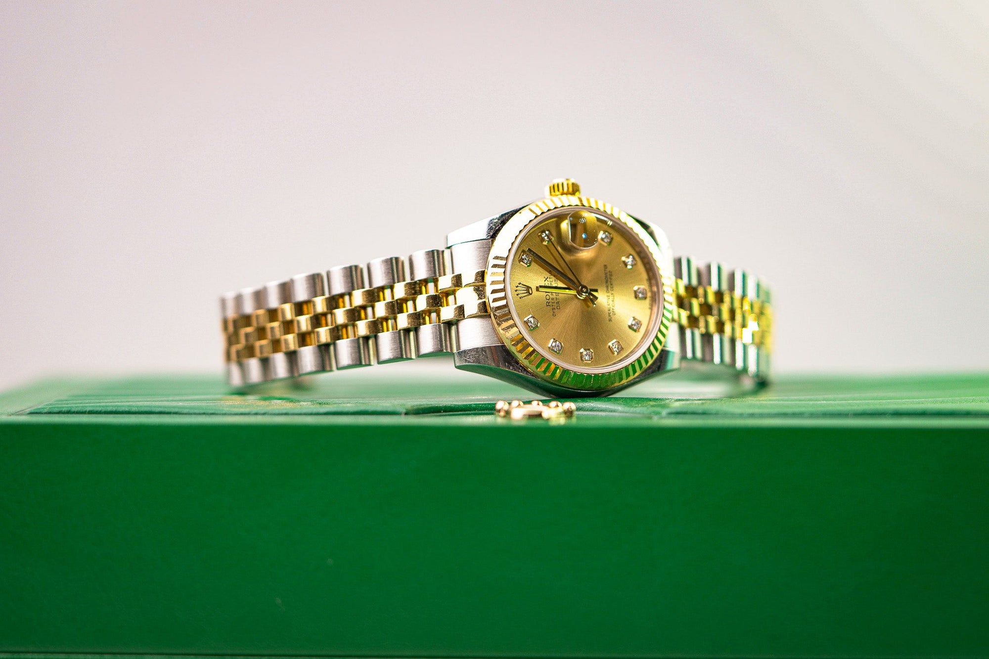 Rolex Datejust 31 31 mm Champagne-Colour Set With Diamonds Dial Oystersteel and 18k Yellow Gold Jubilee Bracelet 278273-0026 - WATCHXNYC