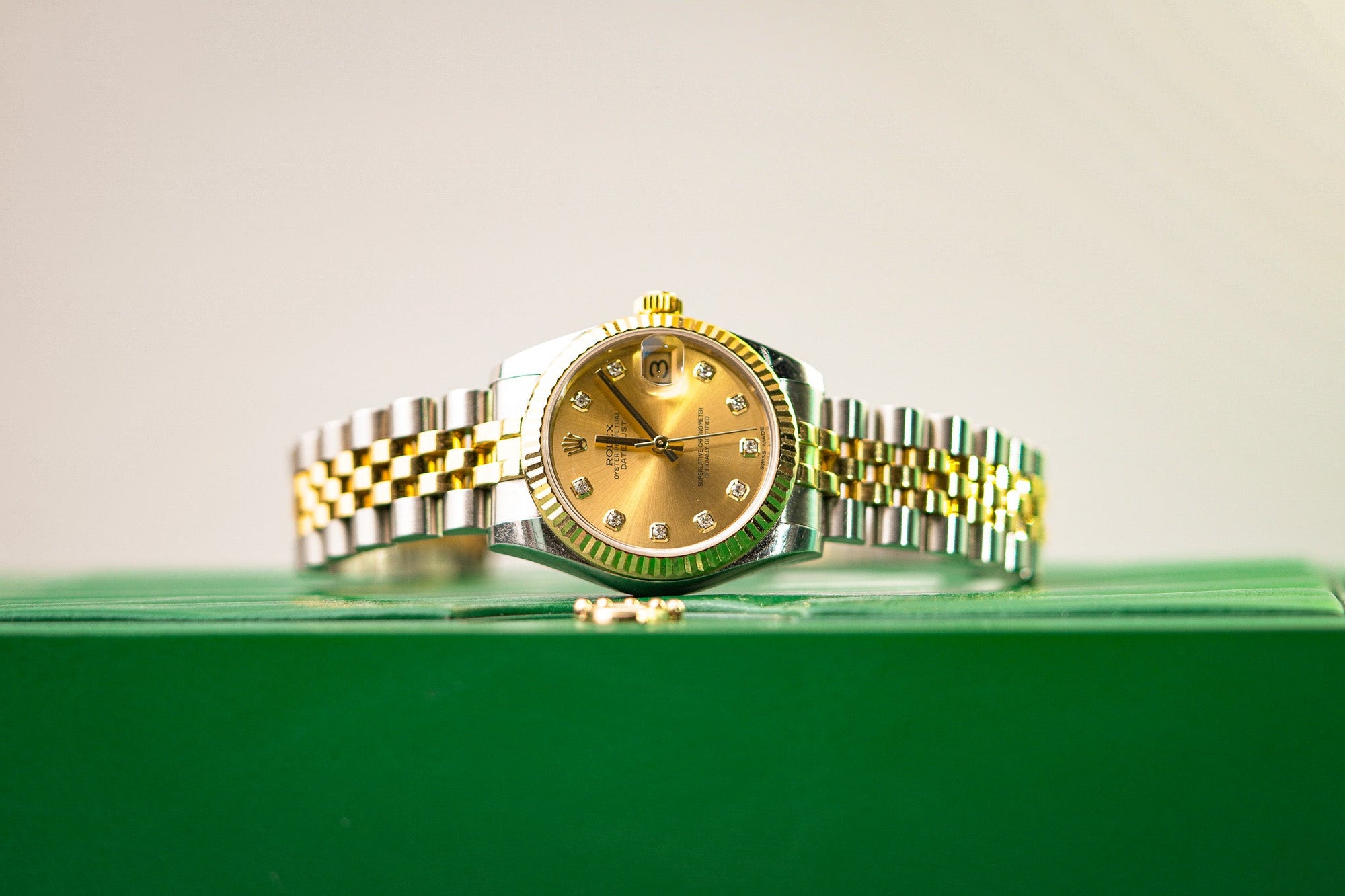 Rolex Datejust 31 31 mm Champagne-Colour Set With Diamonds Dial Oystersteel and 18k Yellow Gold Jubilee Bracelet 278273-0026 - WATCHXNYC