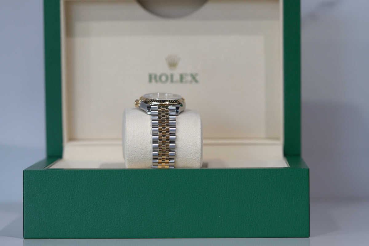 Rolex Datejust 31 31 mm White Mother-Of-Pearl Set With Diamonds Dial Oystersteel and 18k Yellow Gold Jubilee Bracelet 278273-0028 - WATCHXNYC