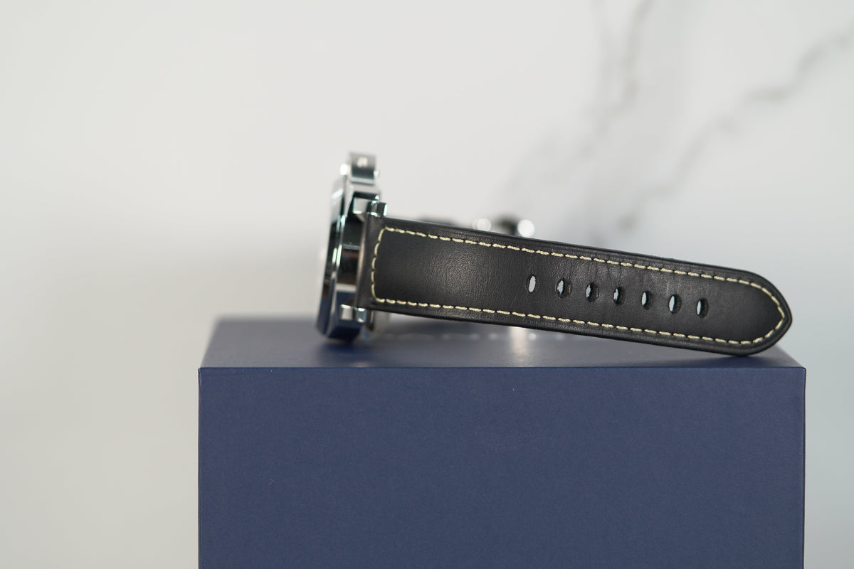 Panerai Luminor 8 Giorni 44 mm Black Dial Stainless Steel Black   Leather Strap PAM00915 - WATCHXNYC