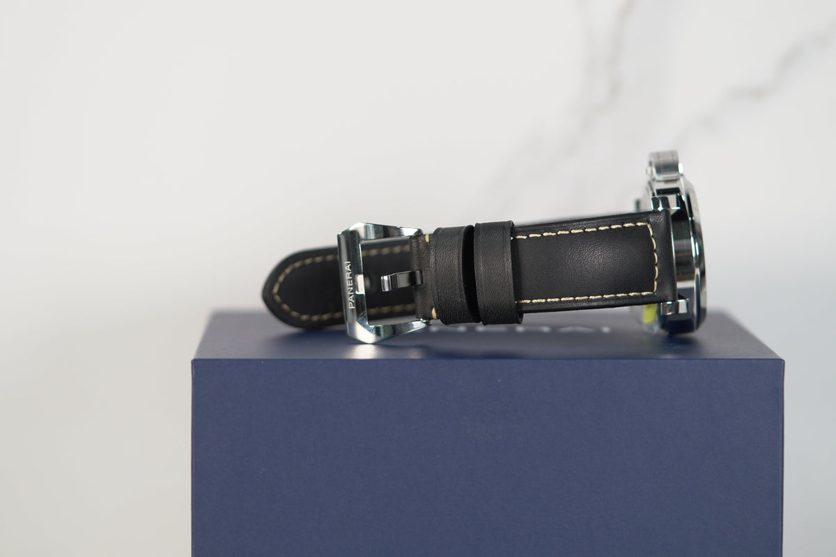 Panerai Luminor 8 Giorni 44 mm Black Dial Stainless Steel Black   Leather Strap PAM00915 - WATCHXNYC