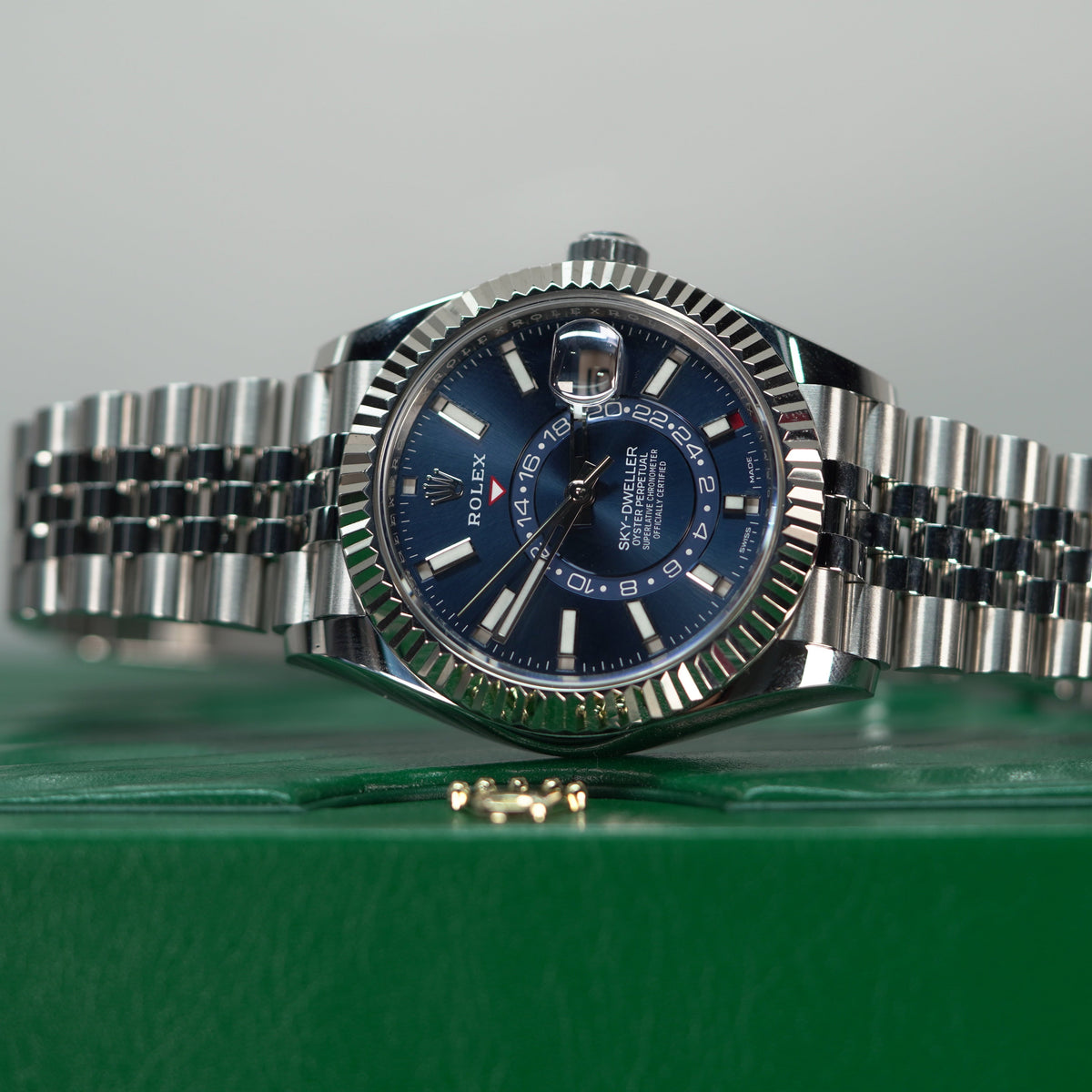 Rolex Sky-Dweller 42 mm Bright Blue Dial Oystersteel  Jubilee Bracelet. 336934-0006 - WATCHXNYC