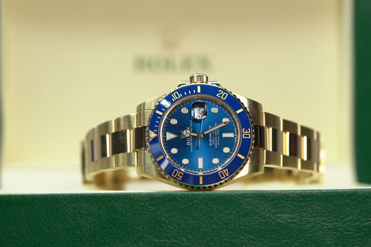 Rolex Submariner Date 41 mm Royal Blue Dial 18 Kt Yellow Gold Oyster Bracelet 126618lb-0002 - WATCHXNYC