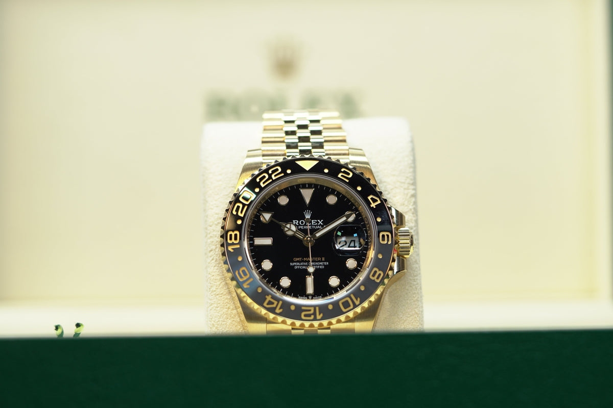 Rolex GMT-Master II 40 mm Black Dial 18k Yellow Gold Jubilee Bracelet 126718grnr-0001 - WATCHXNYC