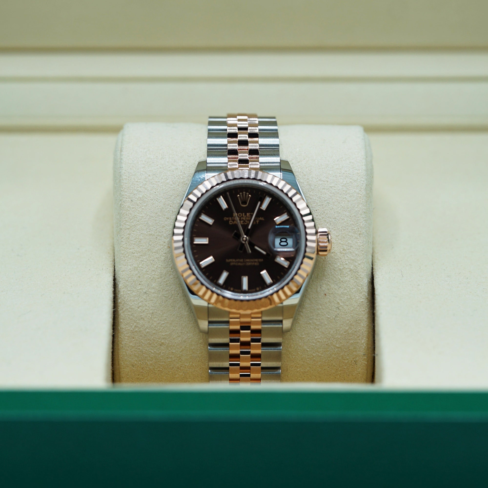 Rolex Lady-Datejust 28 mm Chocolate  Dial Oystersteel and Everose Gold Jubilee Bracelet 279171-0017 - WATCHXNYC